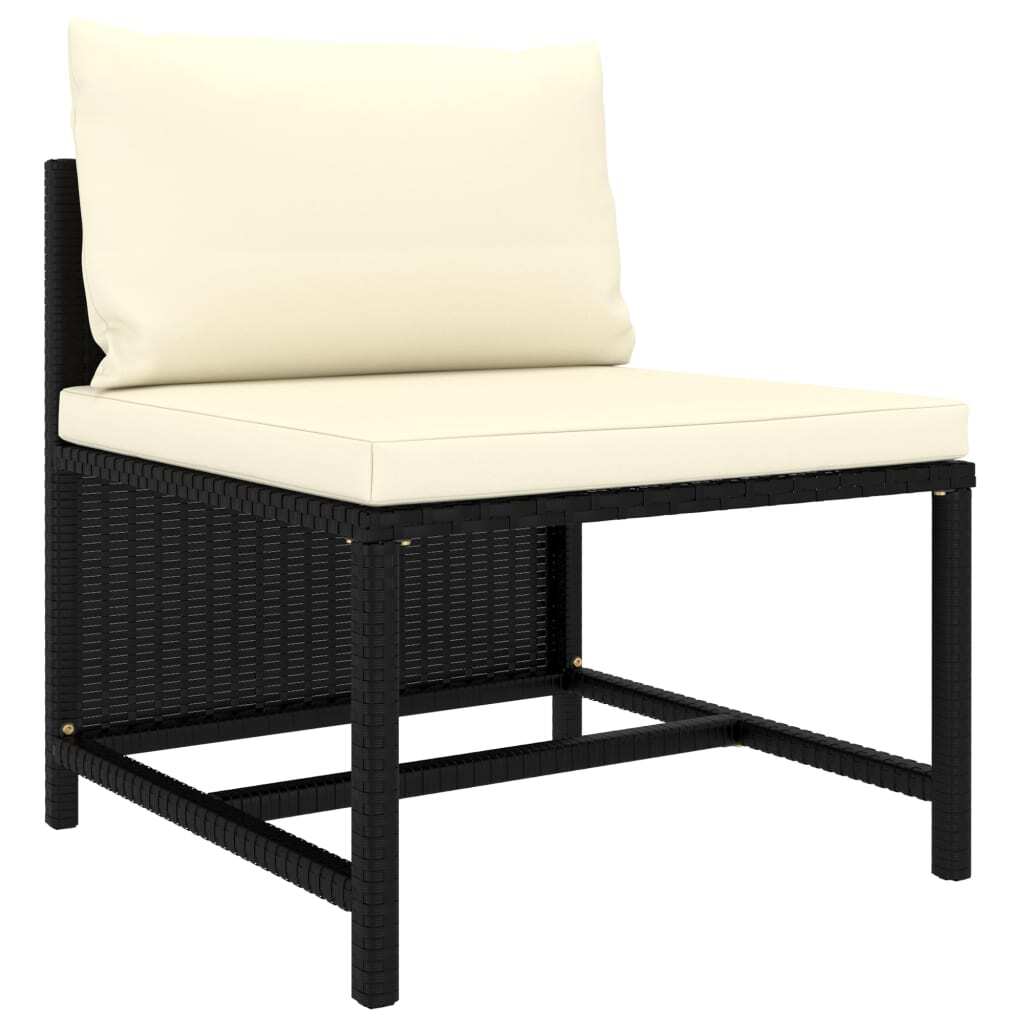 12 Piece Garden Lounge Set with Cushions Sofa Table Outdoor Poly Rattan Black