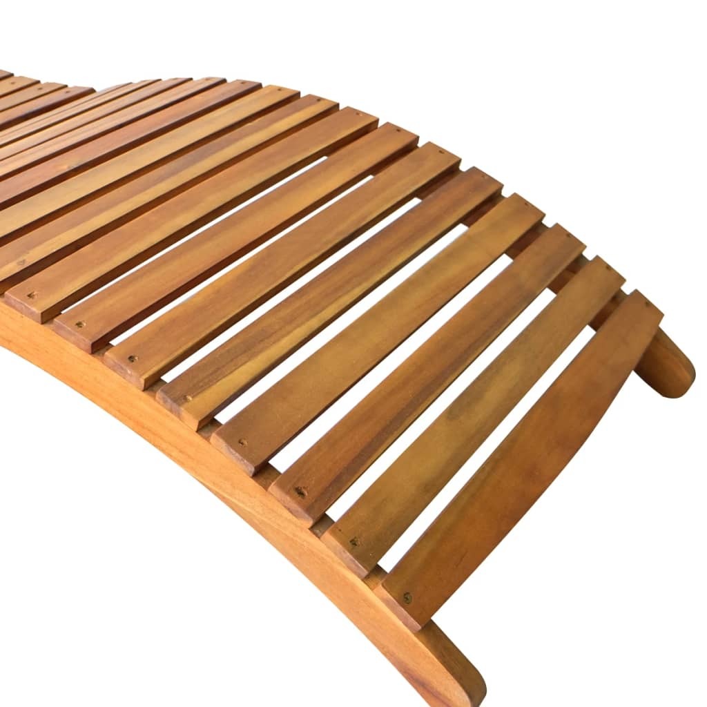 Garden Sun Lounger with Cushion Solid Acacia Wood Recliner Day Bed Natural
