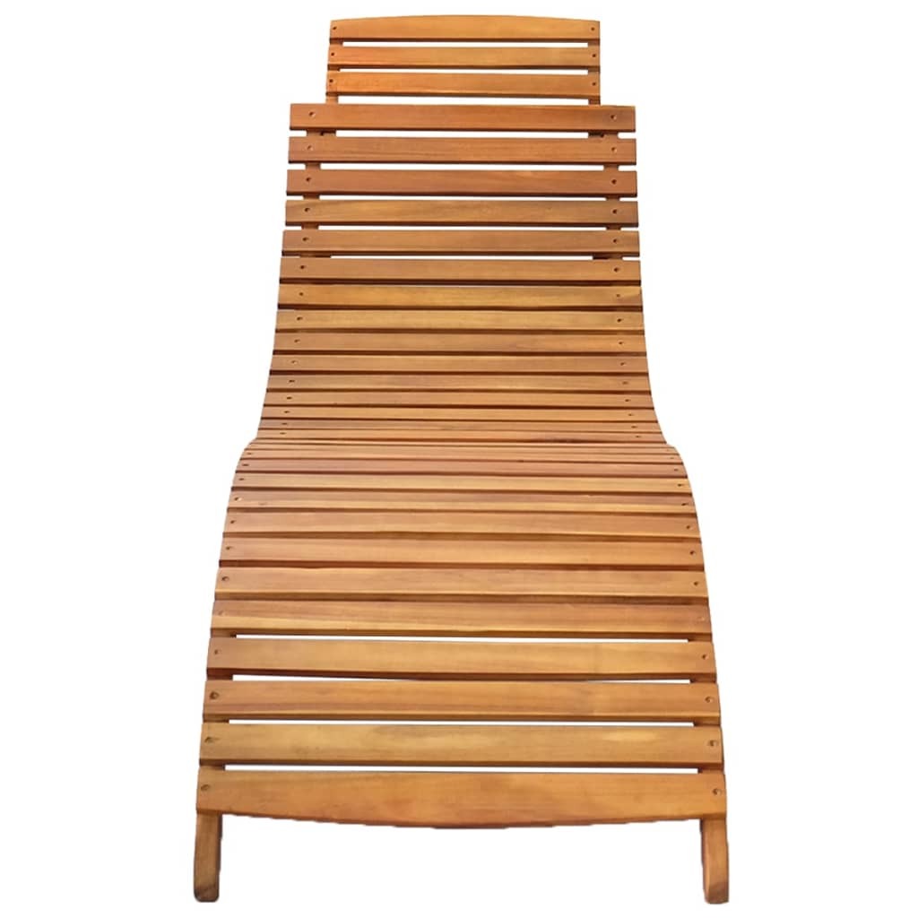 Garden Sun Lounger with Cushion Solid Acacia Wood Recliner Day Bed Natural