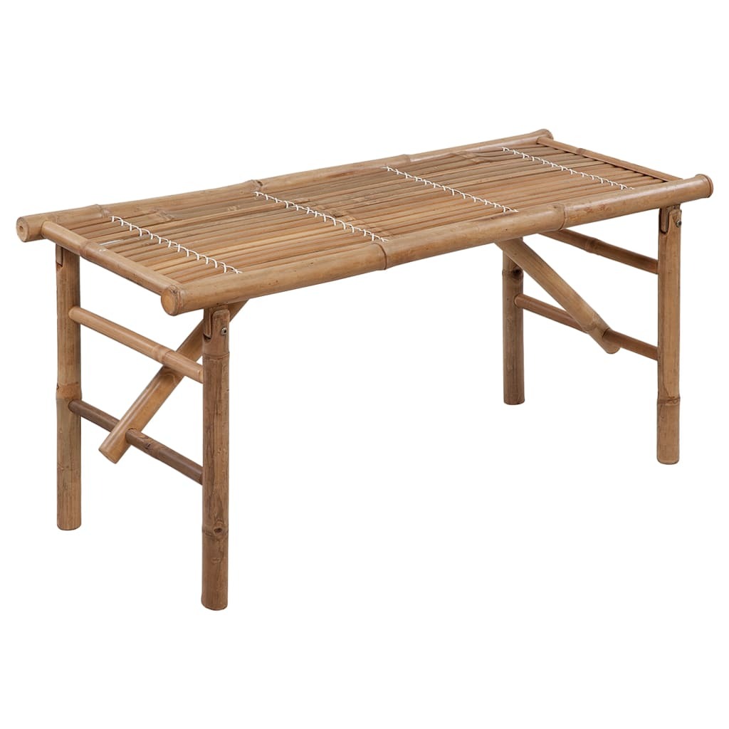 Folding Garden Bench with Cushion 118cm Outdoor Seat Waterproof Bamboo Natural