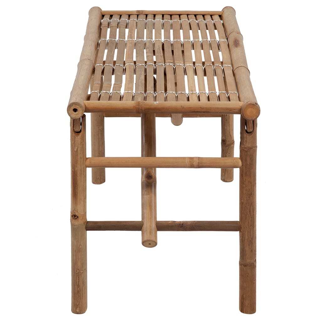 Folding Garden Bench with Cushion 118cm Outdoor Seat Waterproof Bamboo Natural