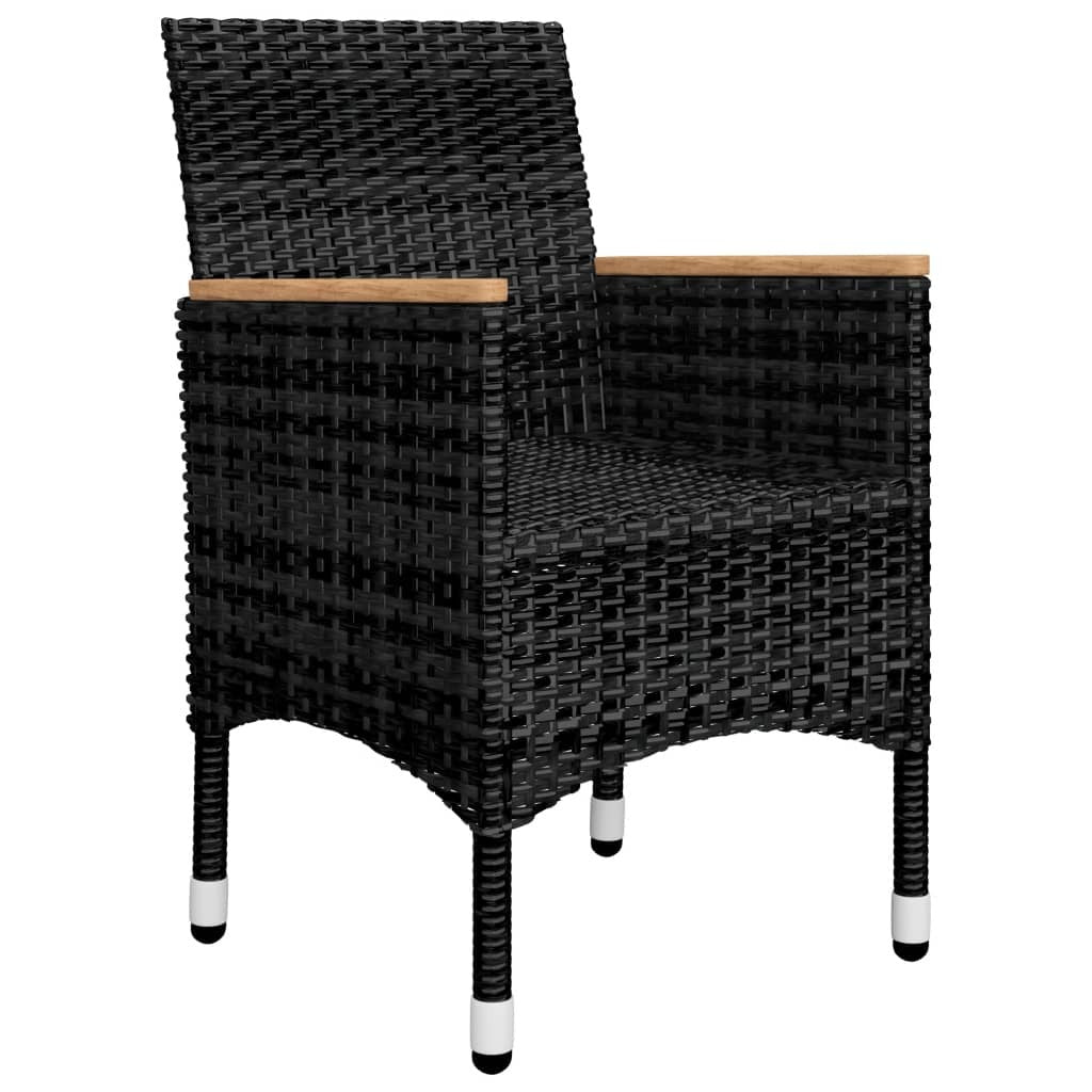 5 Piece Garden Dining Set Solid Acacia Wood Outdoor Patio Table Chairs Black