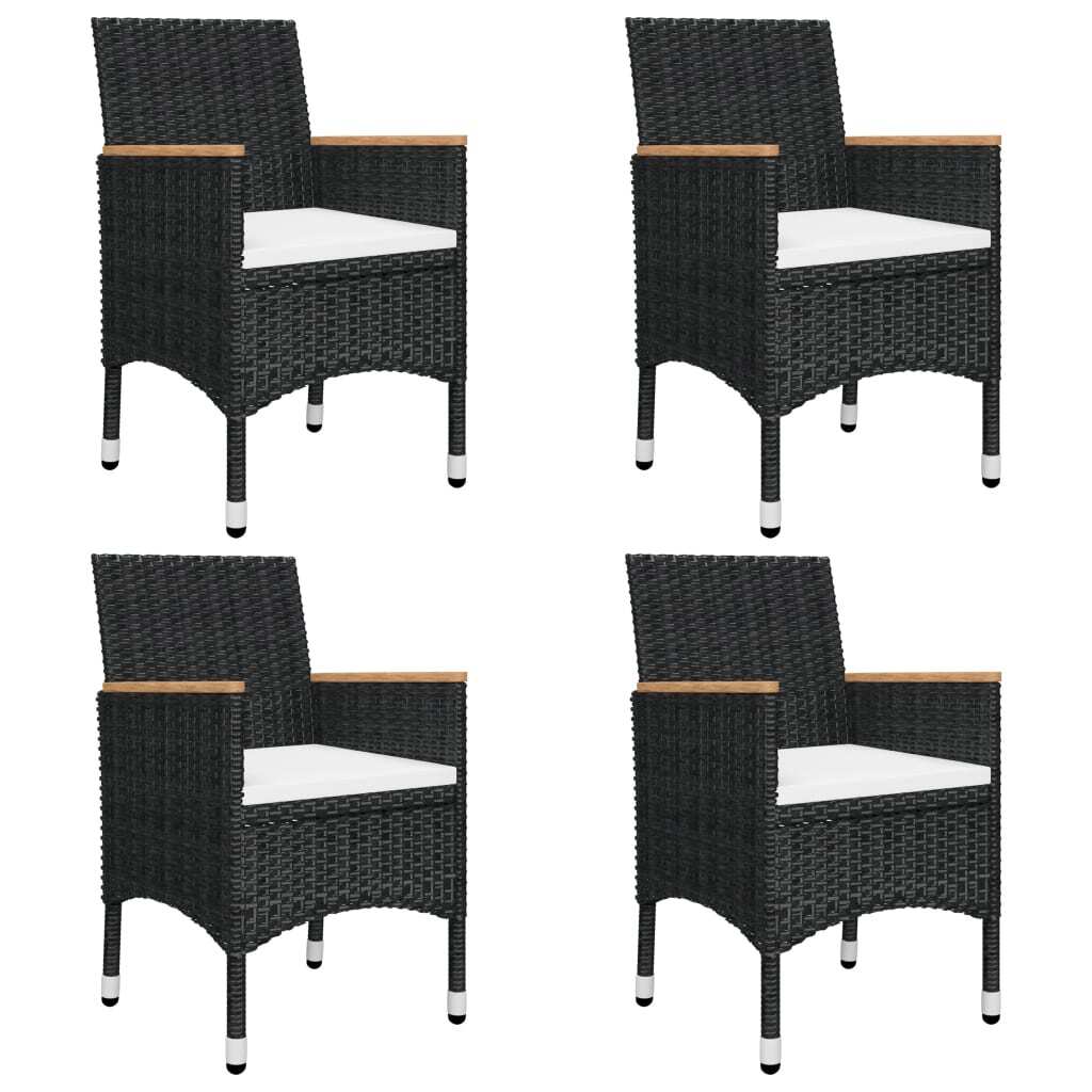 5 Piece Garden Dining Set Solid Acacia Wood Outdoor Patio Table Chairs Black