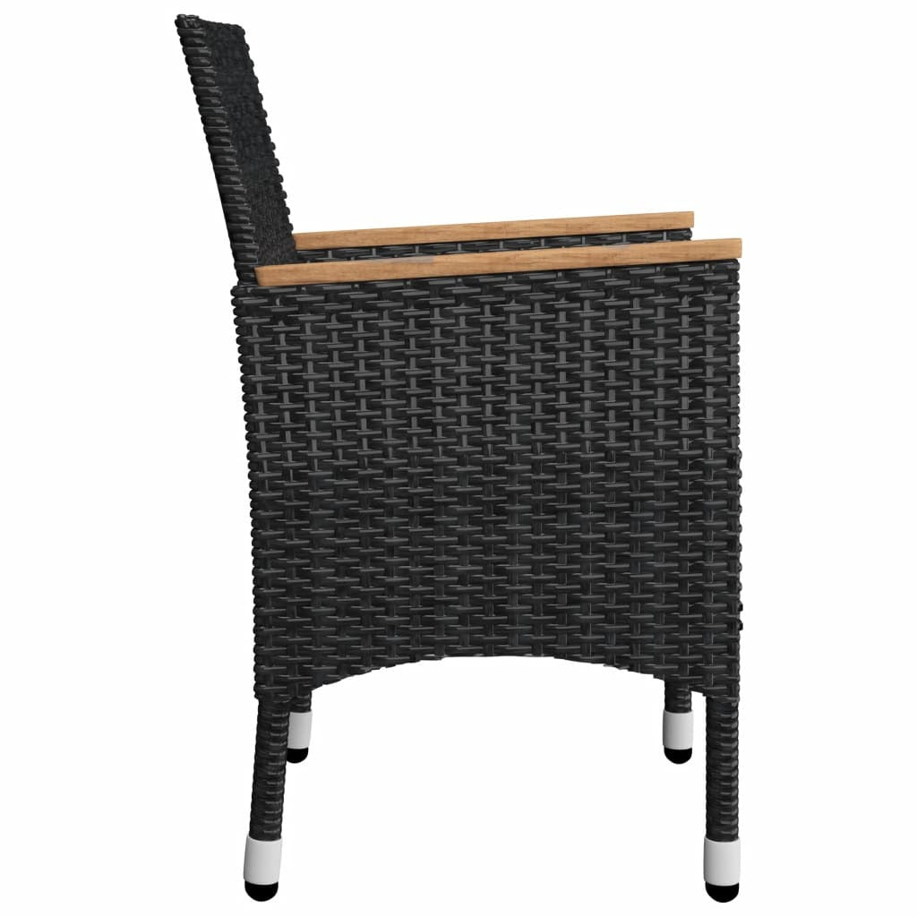 5 Piece Garden Dining Set Solid Acacia Wood Outdoor Patio Table Chairs Black