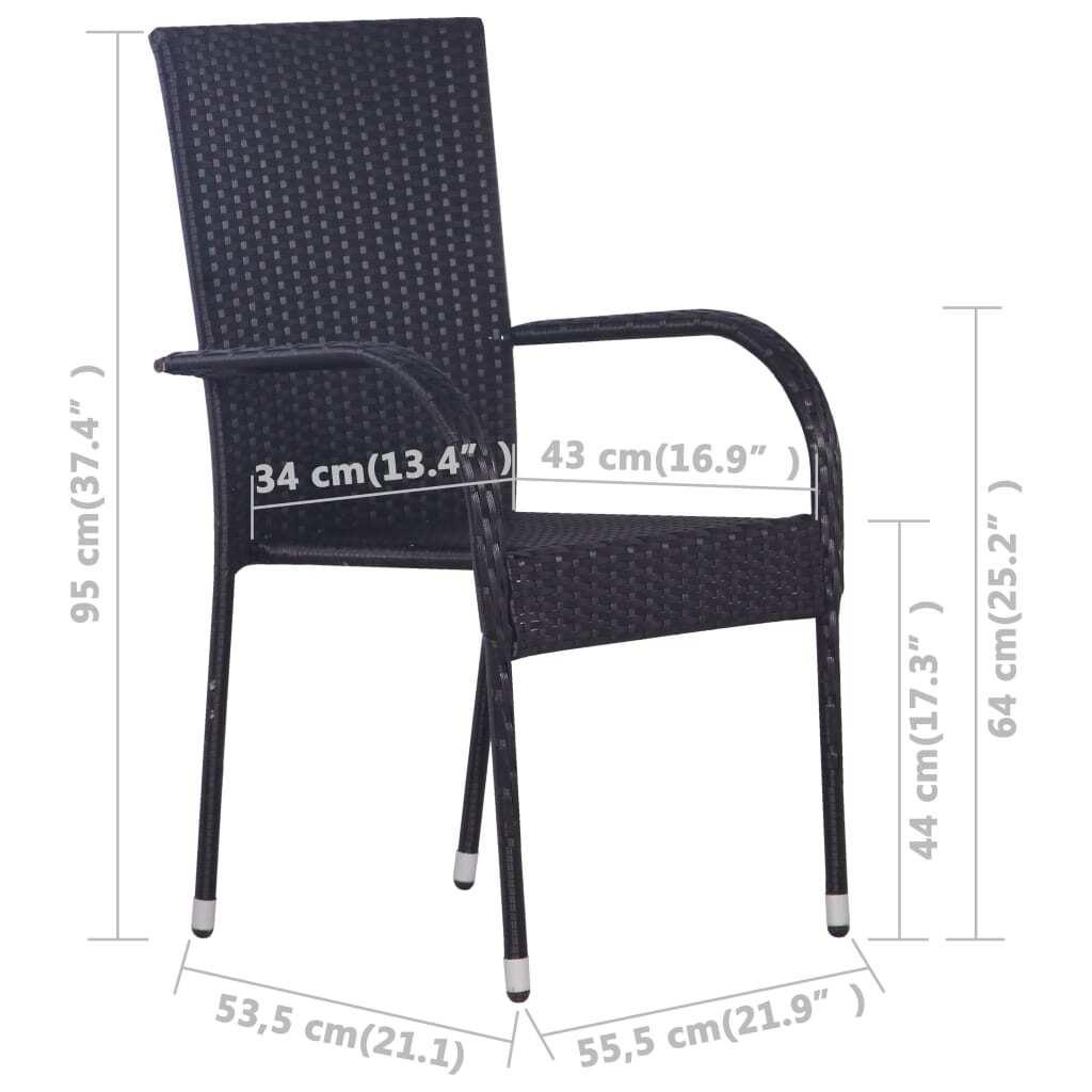 Solid Acacia Wood 5 Piece Garden Dining Set Black Weather-Resistant