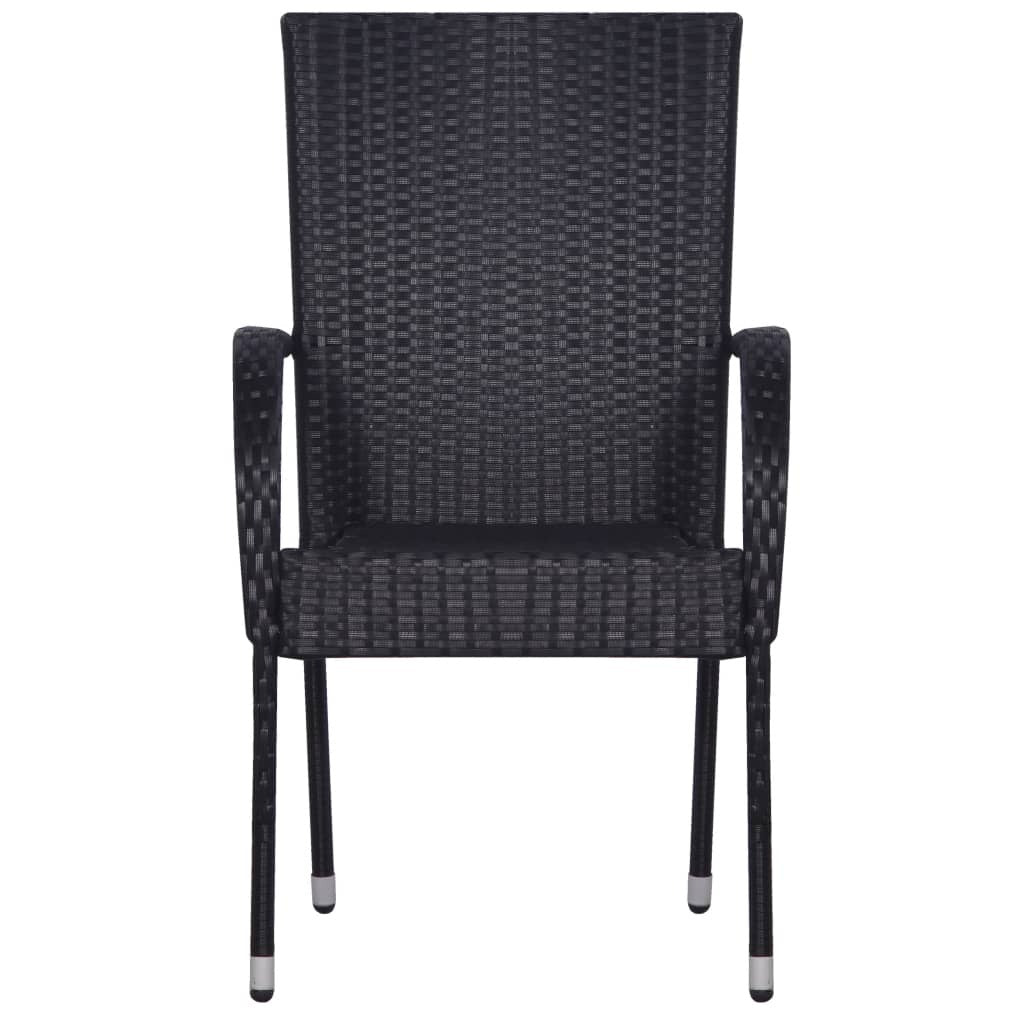 Solid Acacia Wood 5 Piece Garden Dining Set Black Weather-Resistant