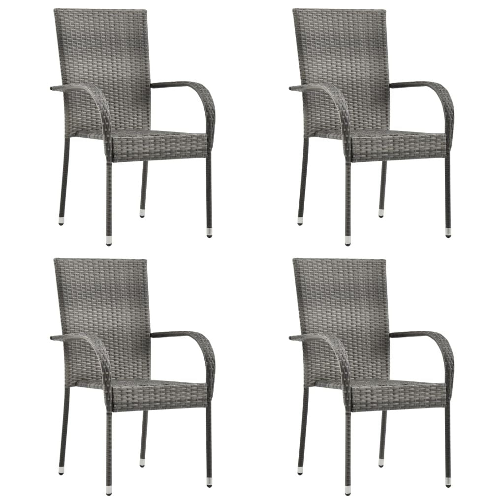 5 Piece Garden Dining Set Solid Acacia Wood Outdoor Patio Table Chairs Grey