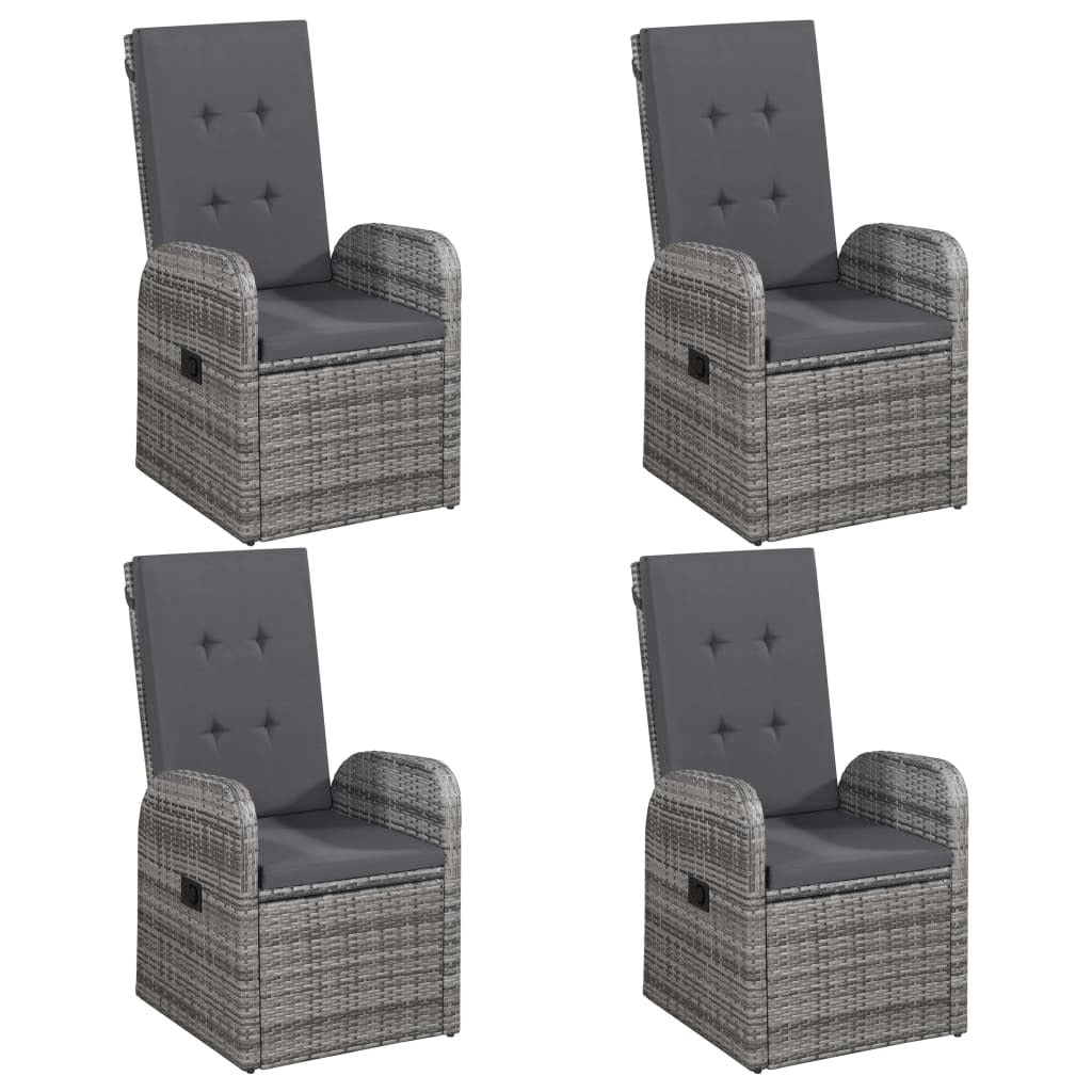 5 Piece Garden Dining Set Solid Acacia Wood Poly Rattan Outdoor Patio Grey