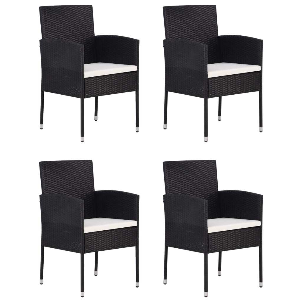 5 Piece Garden Dining Set Solid Acacia Wood Outdoor Patio Table Chairs Black