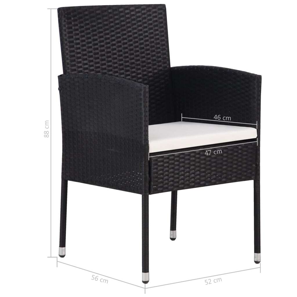 5 Piece Garden Dining Set Solid Acacia Wood Outdoor Patio Table Chairs Black