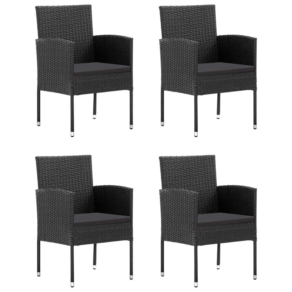 5 Piece Garden Dining Set Solid Acacia Wood Outdoor Patio Table Chairs Black