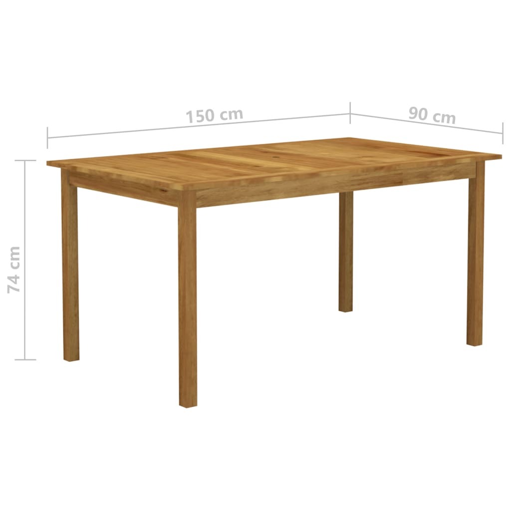 5 Piece Garden Dining Set Solid Acacia Wood Outdoor Patio Table Chairs Black