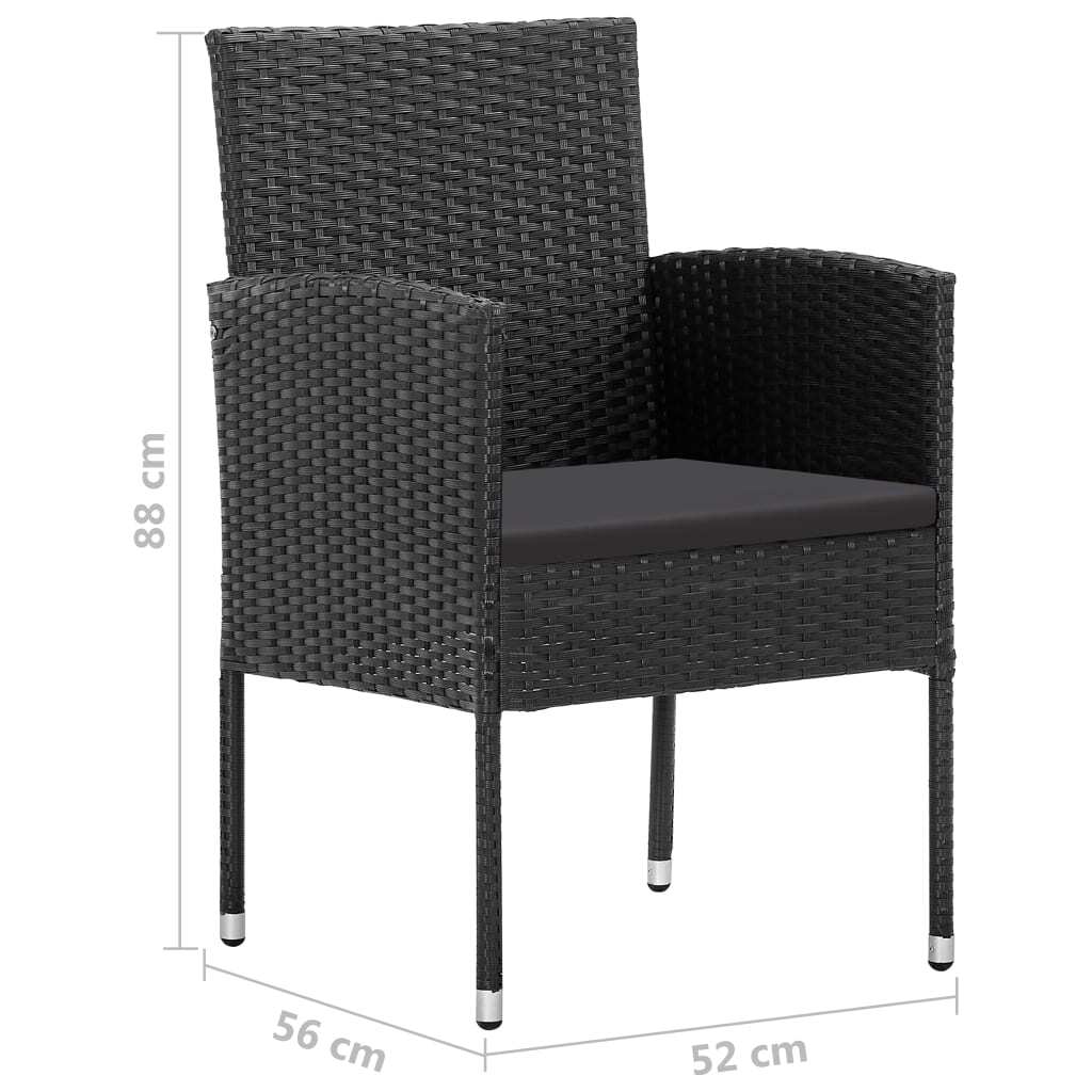 5 Piece Garden Dining Set Solid Acacia Wood Outdoor Patio Table Chairs Black
