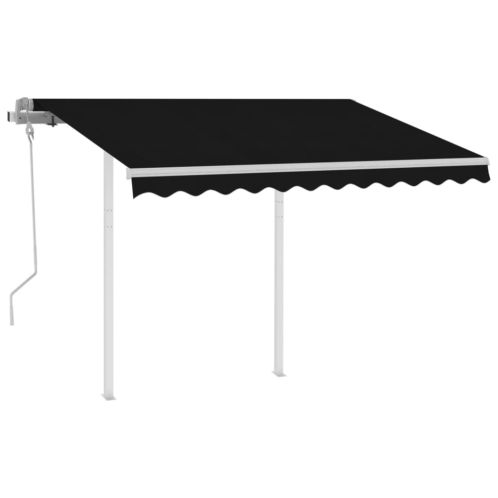 Manual Retractable Awning with Posts 3x2.5m Sun Shade Aluminium Anthracite