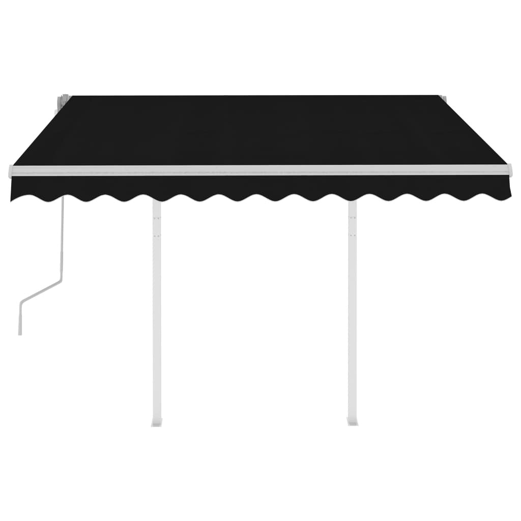 Manual Retractable Awning with Posts 3x2.5m Sun Shade Aluminium Anthracite