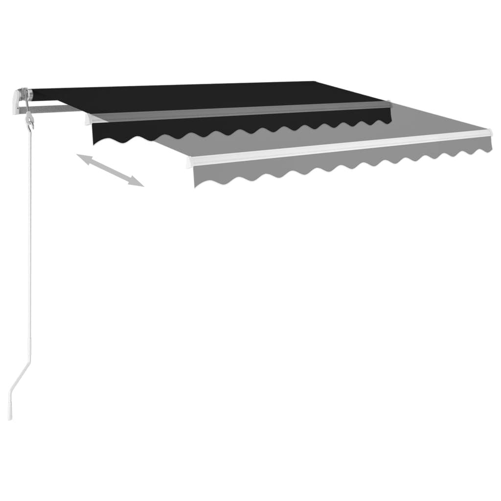 Manual Retractable Awning with Posts 3x2.5m Sun Shade Aluminium Anthracite