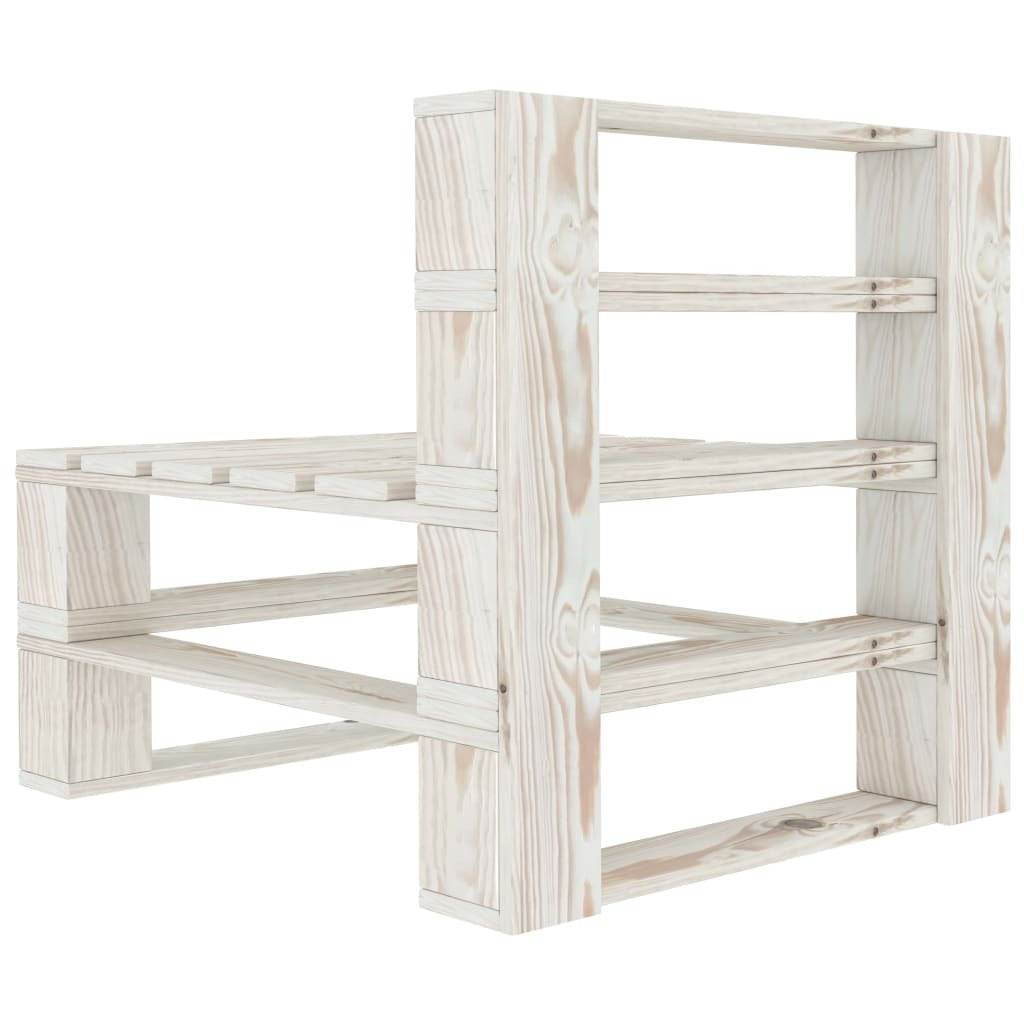 Garden Pallet Sofa 4-Seater Pinewood White Weather Resistant Patio