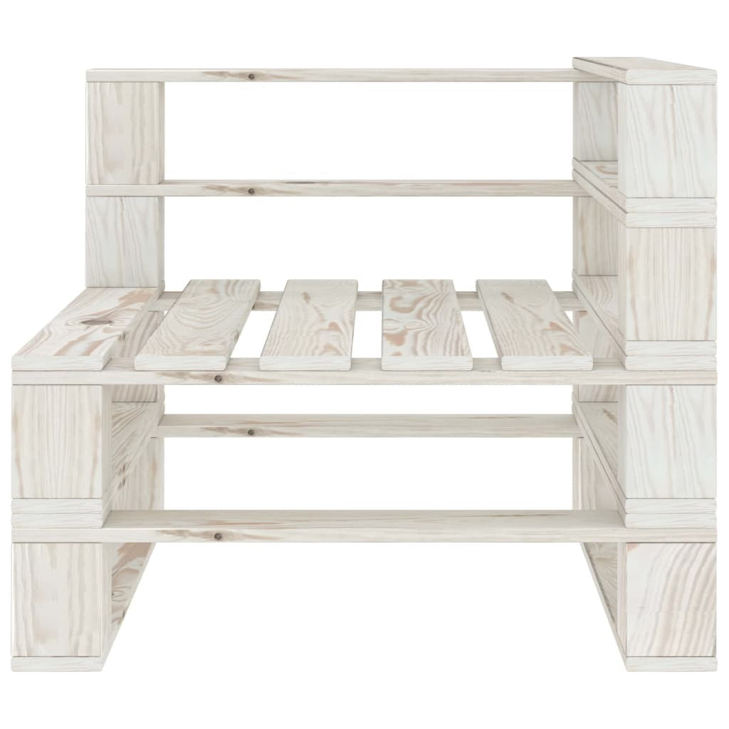 Garden Pallet Sofa 4-Seater Pinewood White Weather Resistant Patio
