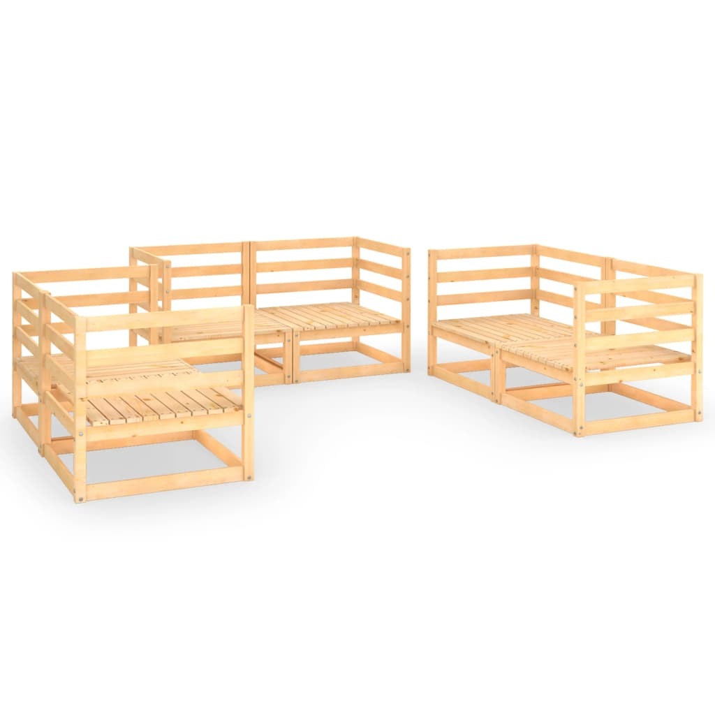6 Piece Garden Lounge Set Solid Pinewood Outdoor Modular
