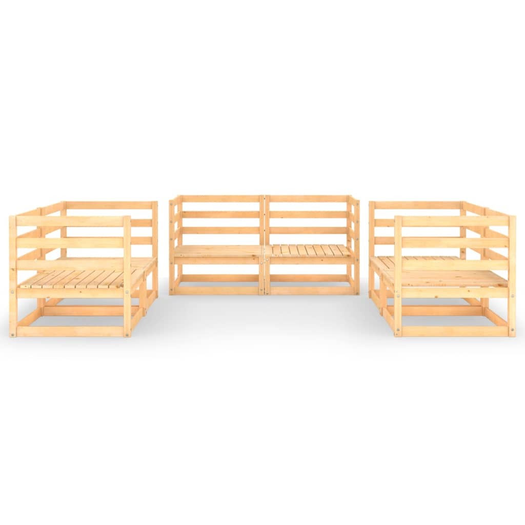6 Piece Garden Lounge Set Solid Pinewood Outdoor Modular