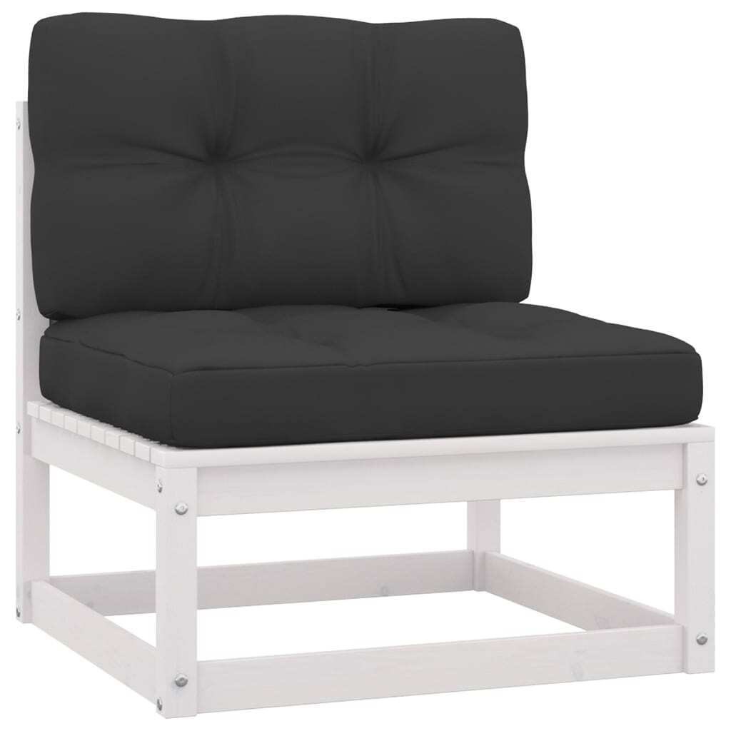 7 Piece Garden Lounge Set with Cushions Solid Pinewood Sofa Patio Set White