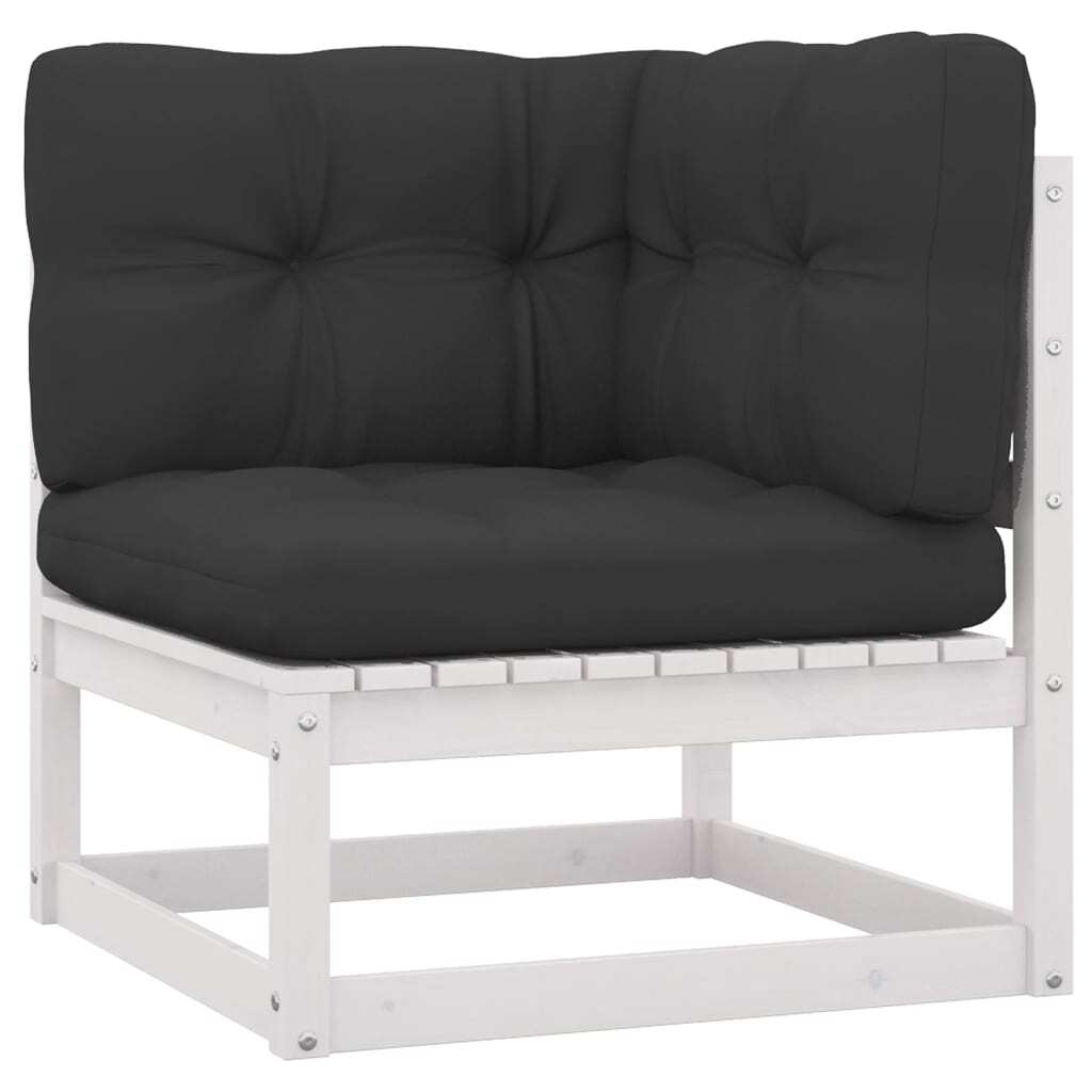 7 Piece Garden Lounge Set with Cushions Solid Pinewood Sofa Patio Set White