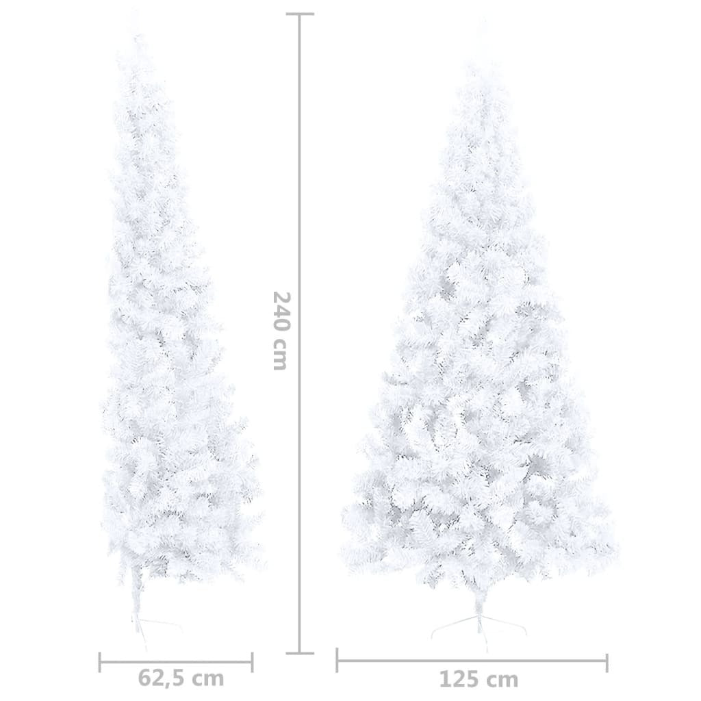 Artificial Half Pre-lit Christmas Tree with Stand White 240 cm PVC
