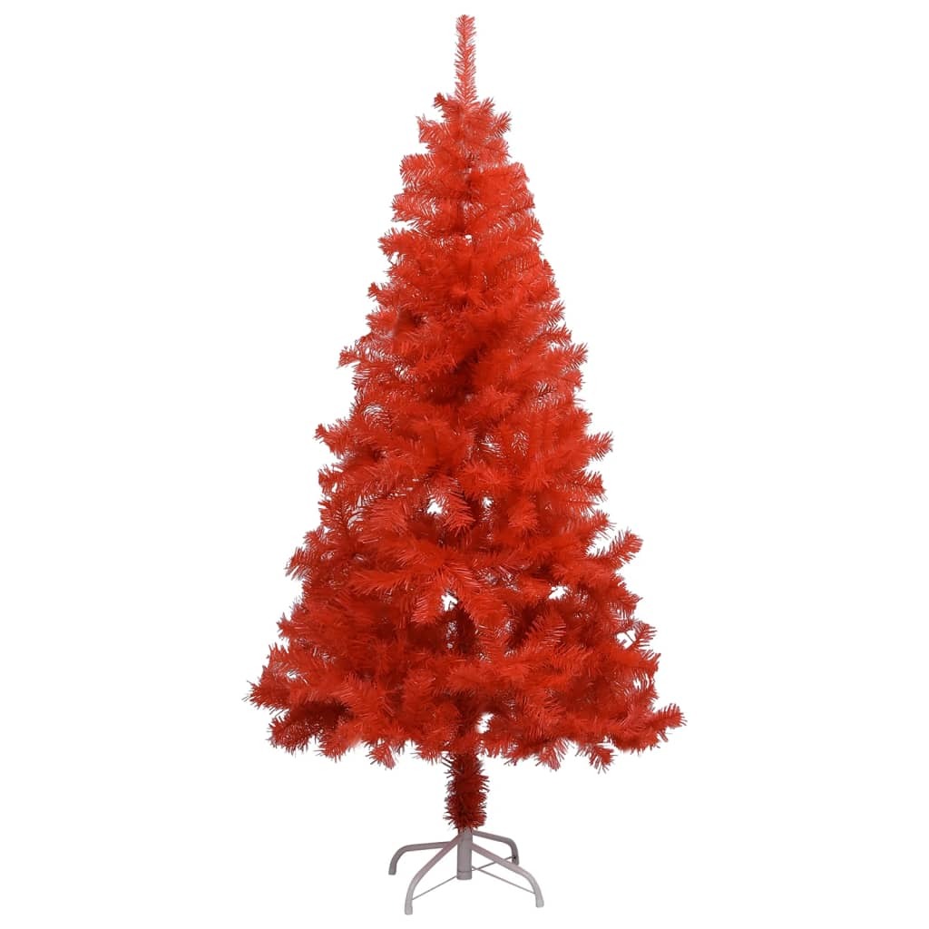 Artificial Pre-lit Christmas Tree with Stand Red 120 cm PVC