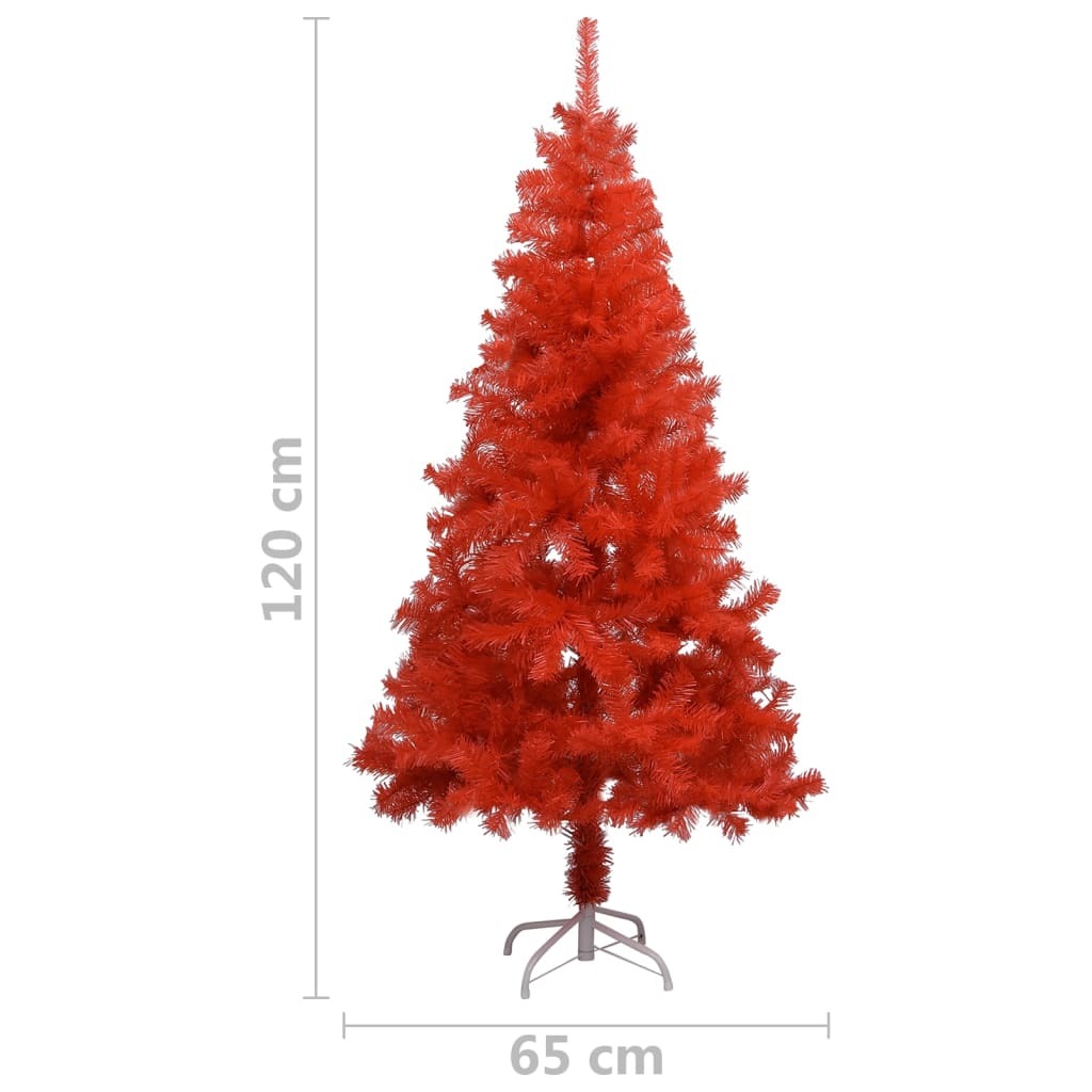 Artificial Pre-lit Christmas Tree with Stand Red 120 cm PVC
