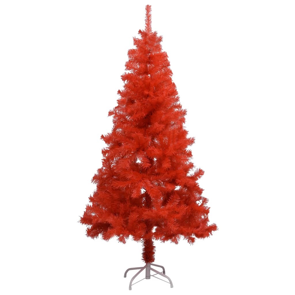 Artificial Pre-lit Christmas Tree with Stand Red 150 cm PVC