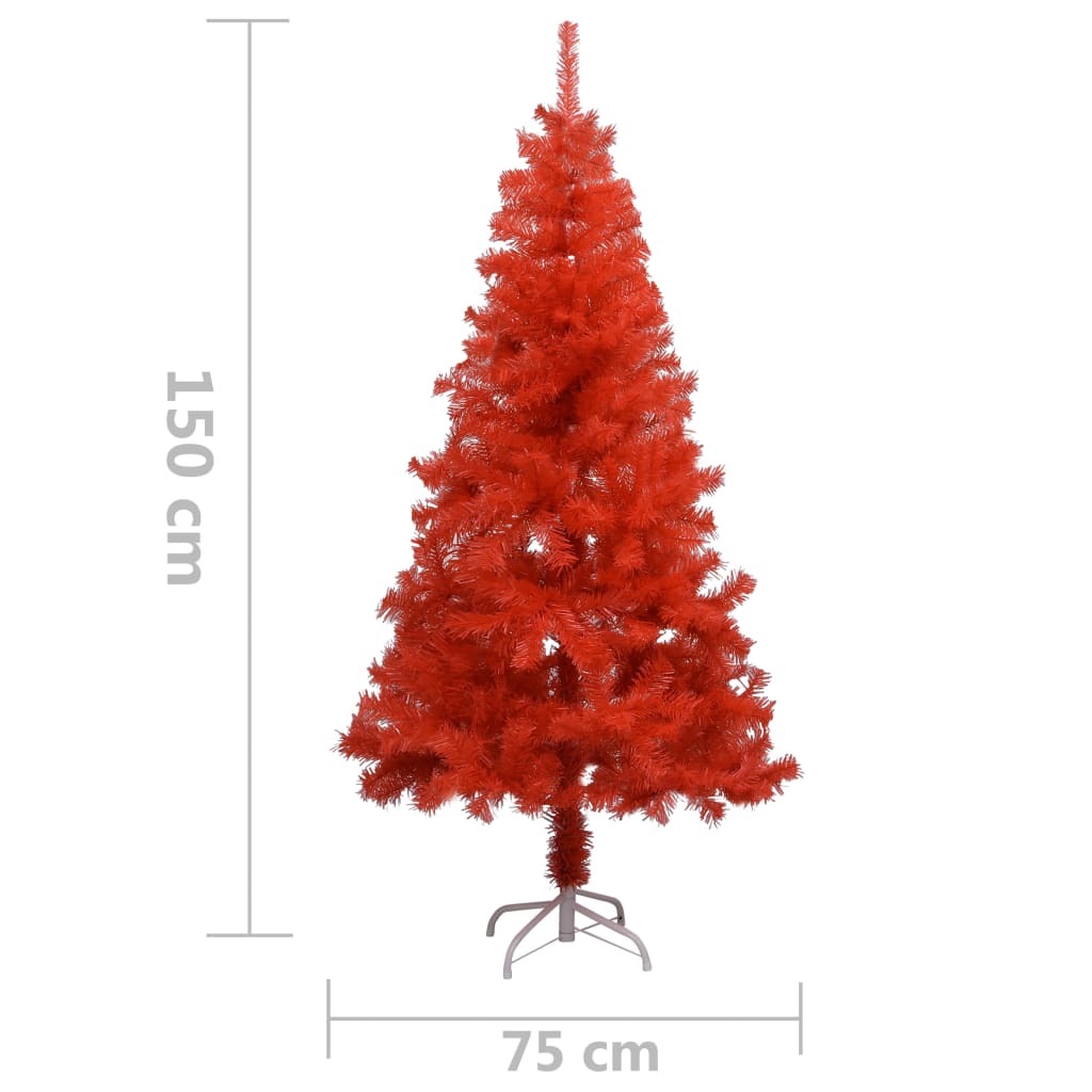 Artificial Pre-lit Christmas Tree with Stand Red 150 cm PVC
