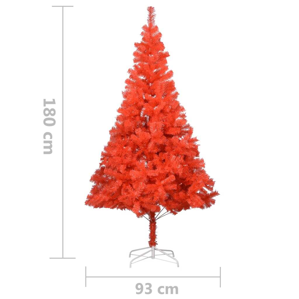 Artificial Pre-lit Christmas Tree with Stand Red 180 cm PVC