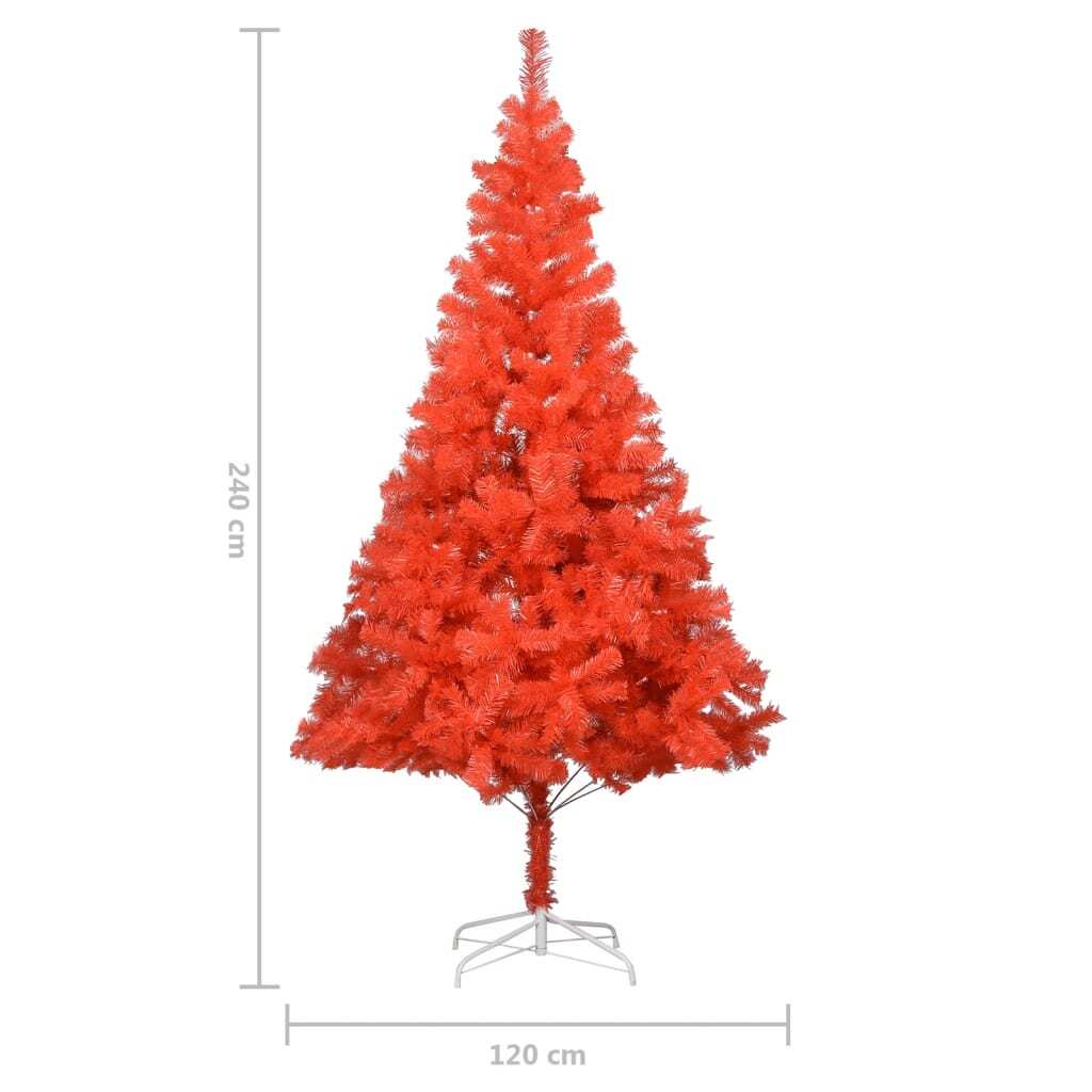 Artificial Pre-lit Christmas Tree with Stand Red 240 cm PVC
