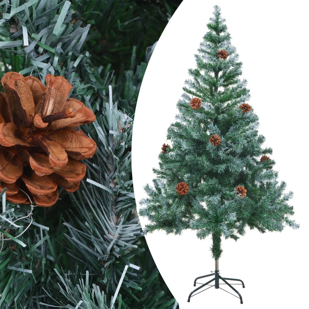 Frosted Pre-lit Christmas Tree with Pinecones 150 cm