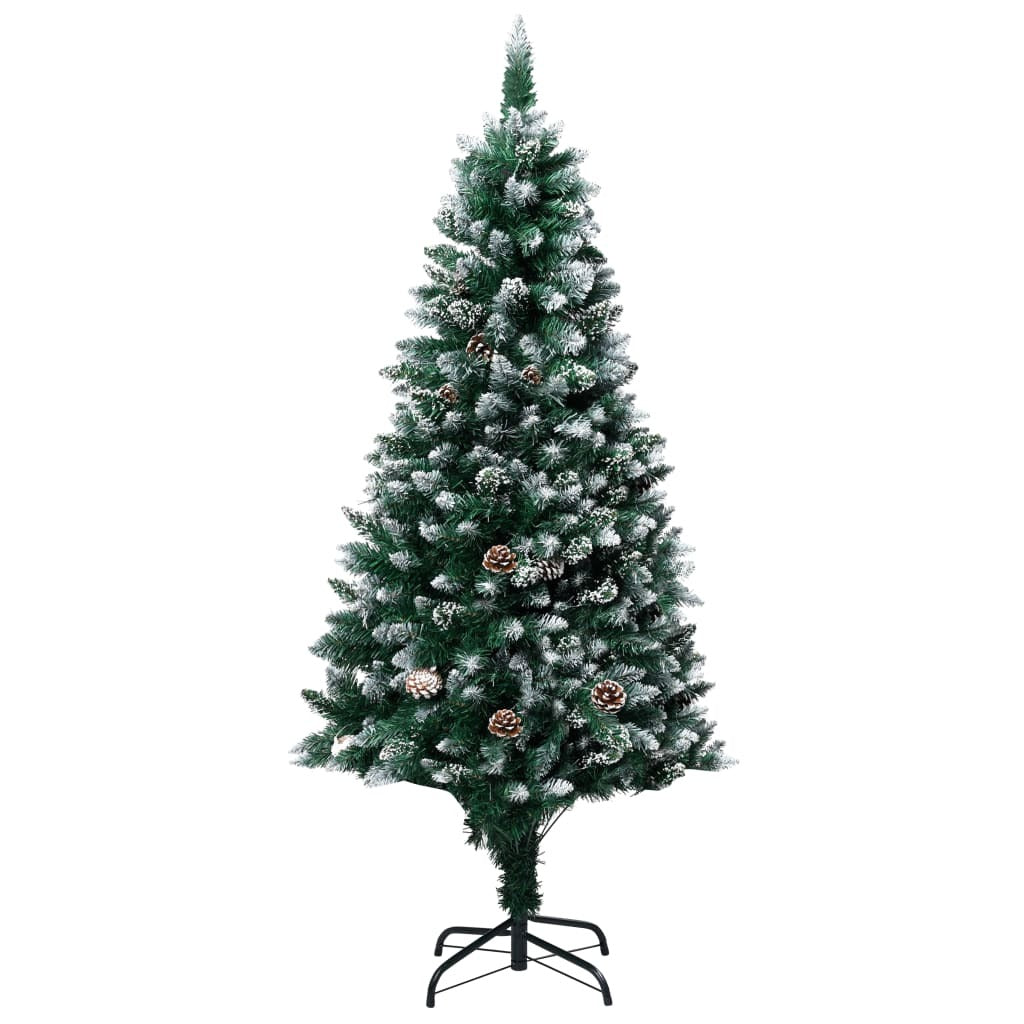 Artificial Christmas Tree LEDs&Pine Cones&White Snow 210 cm