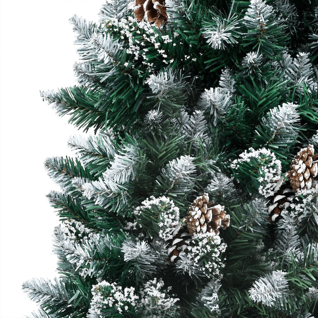 Artificial Christmas Tree LEDs&Pine Cones&White Snow 210 cm
