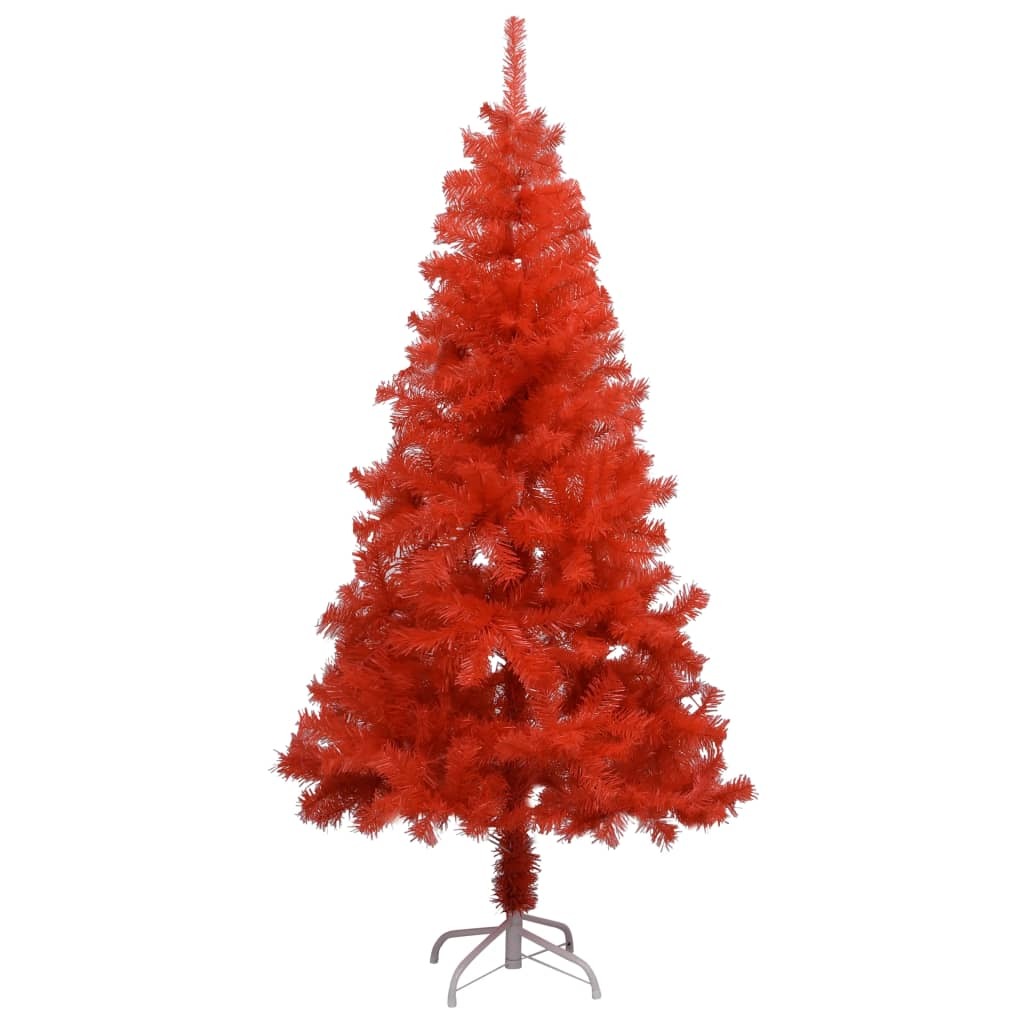Artificial Pre-lit Christmas Tree with Ball Set Red 150 cm PVC