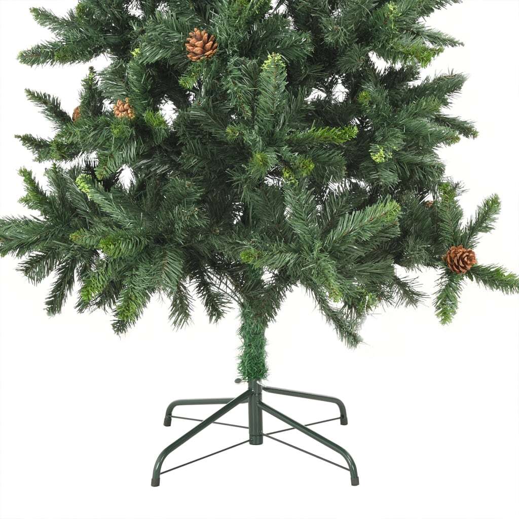 Artificial Pre-lit Christmas Tree with Pine Cones Green 180 cm