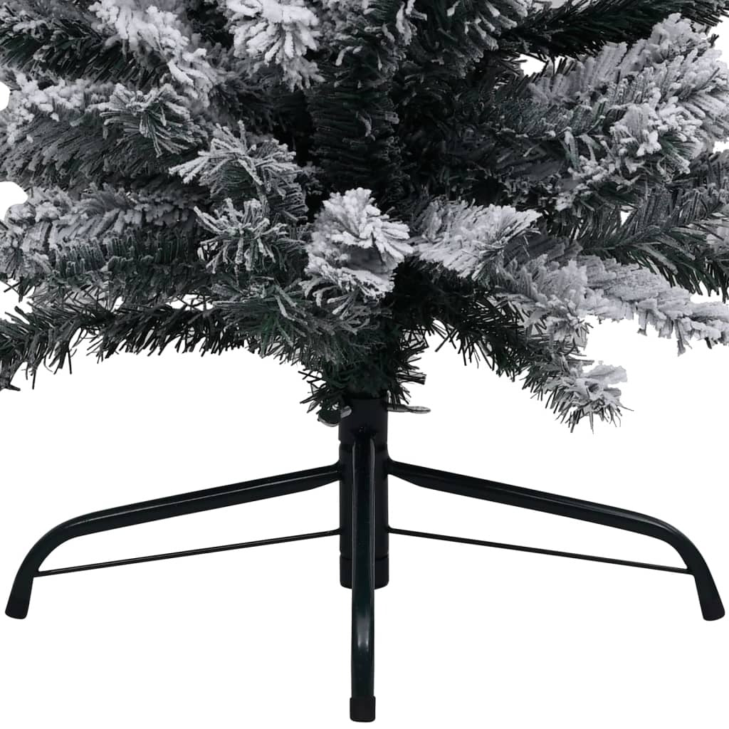 Slim Pre-Lit Christmas Tree 120cm Flocked Snow LED Lights Stand PVC Green