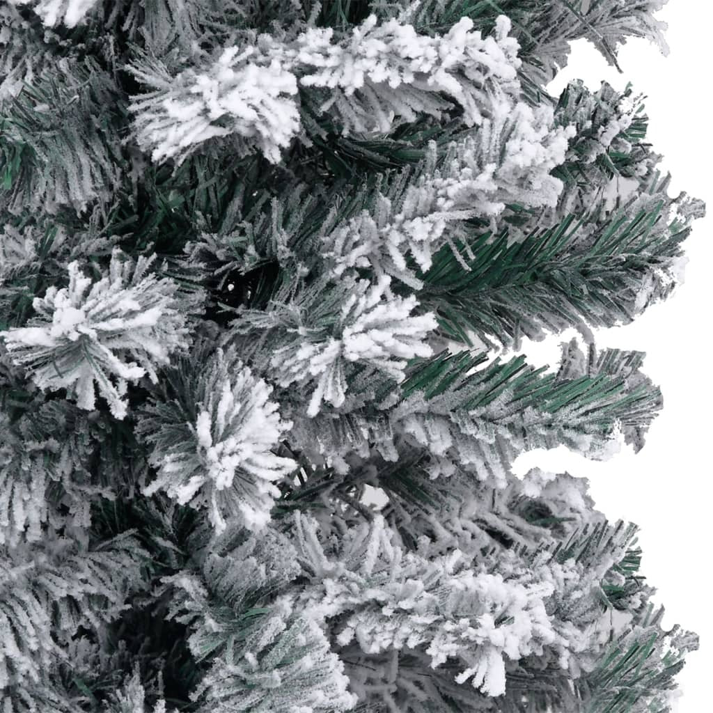 Slim Pre-Lit Christmas Tree 120cm Flocked Snow LED Lights Stand PVC Green