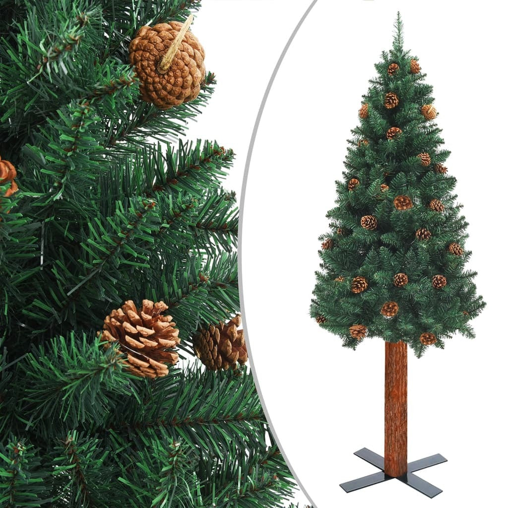 Slim Pre-lit Christmas Tree with Ball Set Green 150 cm