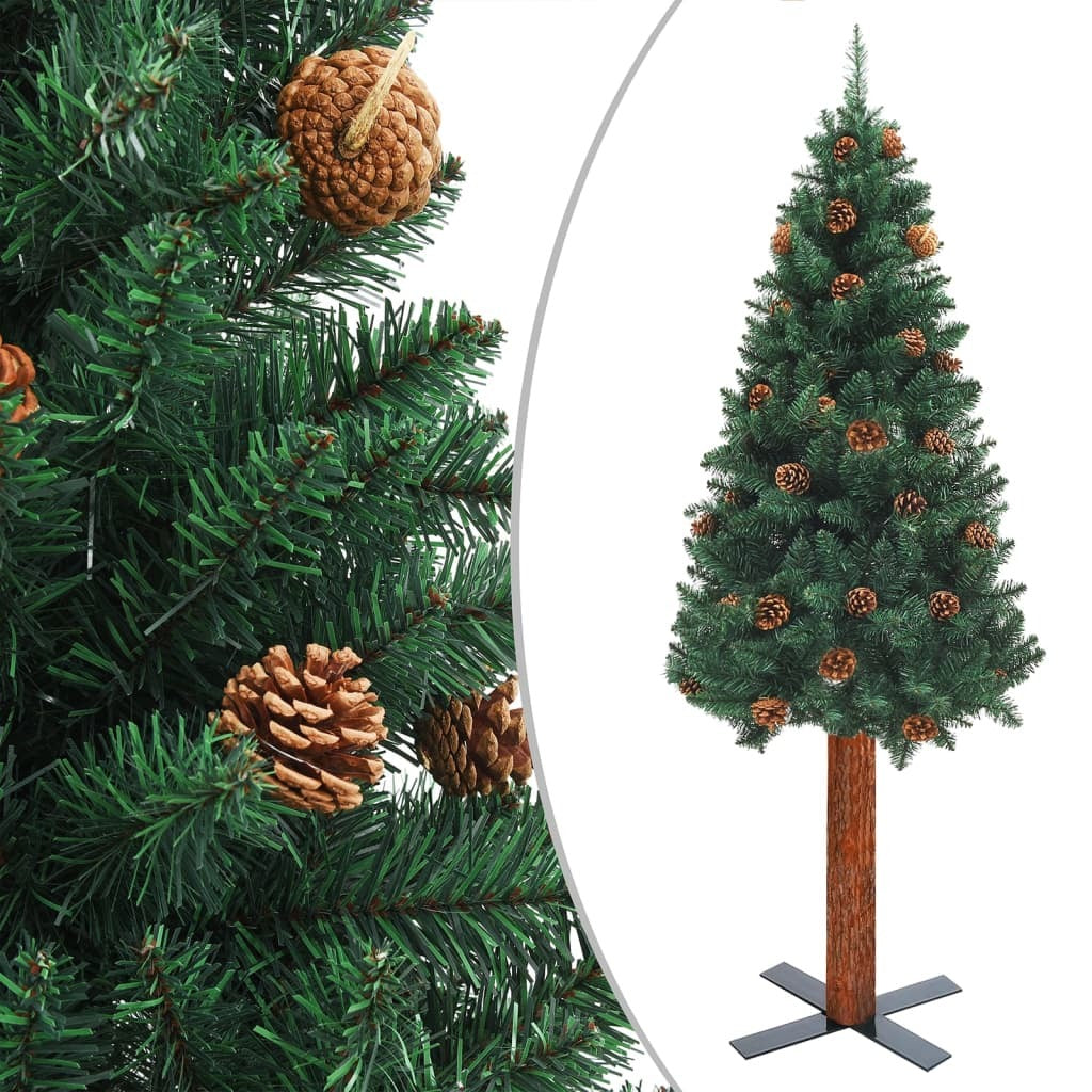 Slim Pre-lit Christmas Tree with Ball Set Green 180 cm