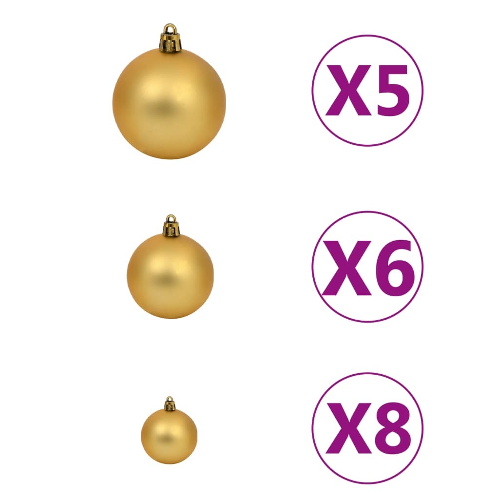 Slim Pre-lit Christmas Tree with Ball Set Green 210 cm