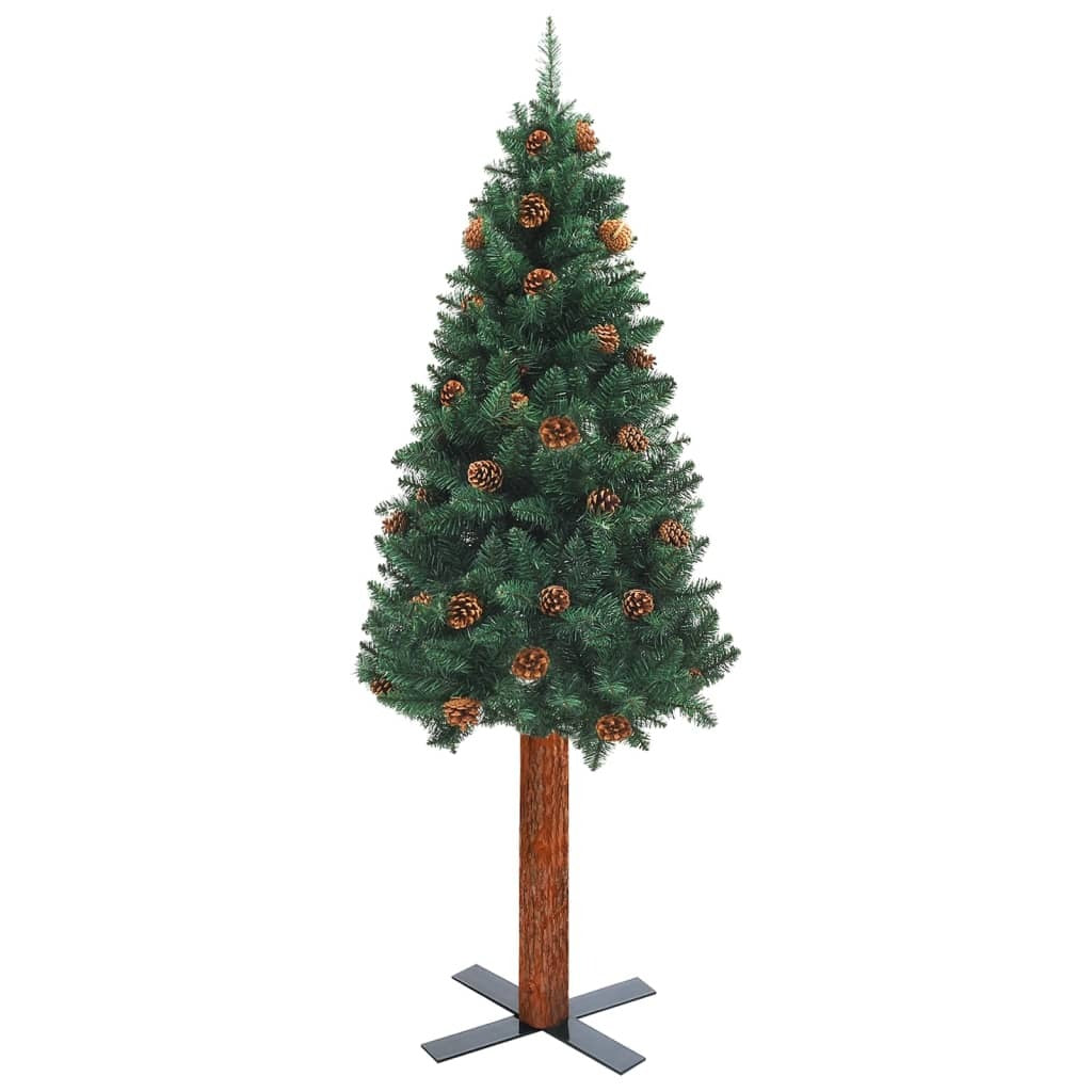 Slim Pre-lit Christmas Tree with Ball Set Green 150 cm PVC