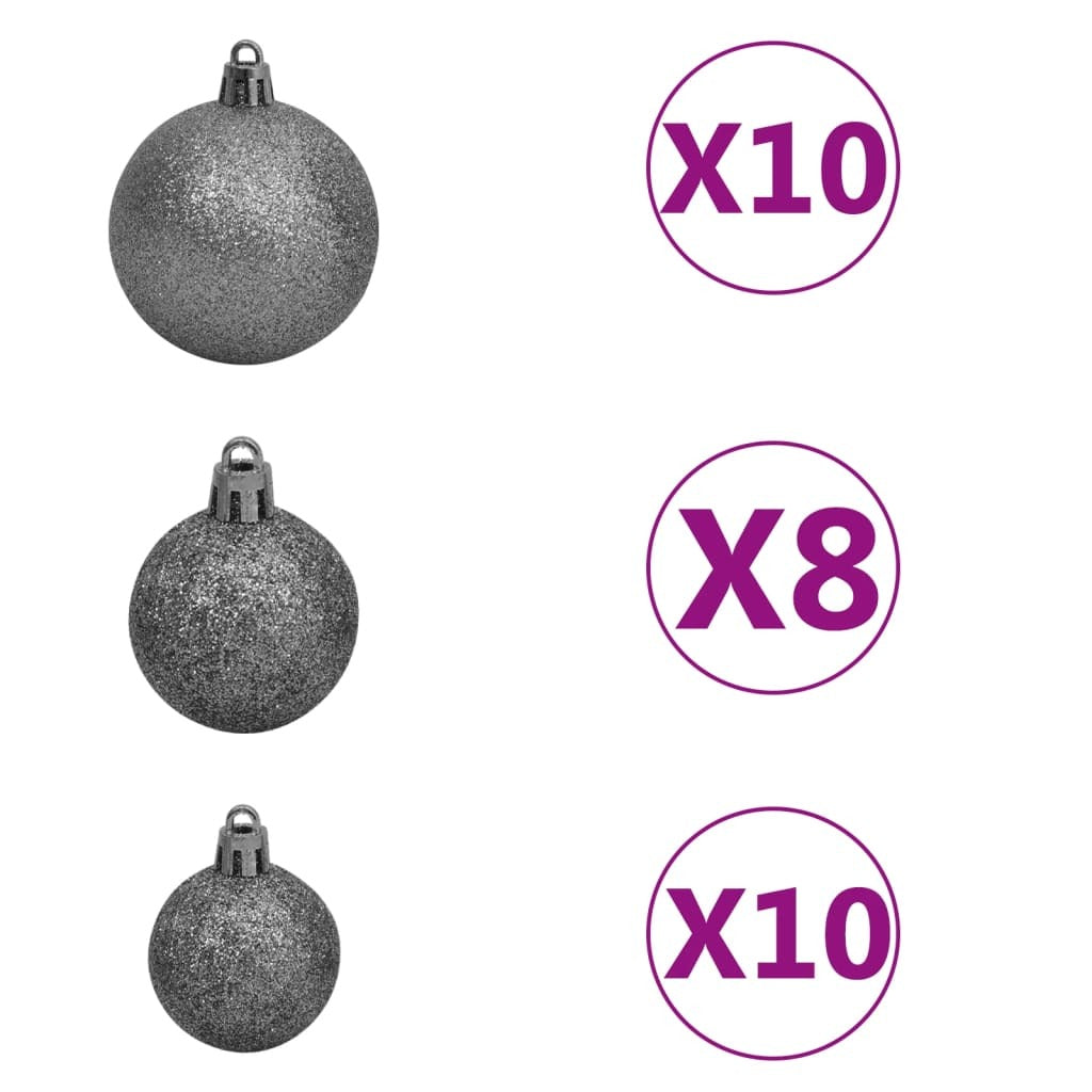 Artificial Christmas Tree LEDs&Ball Set Green 210 cm PVC&PE