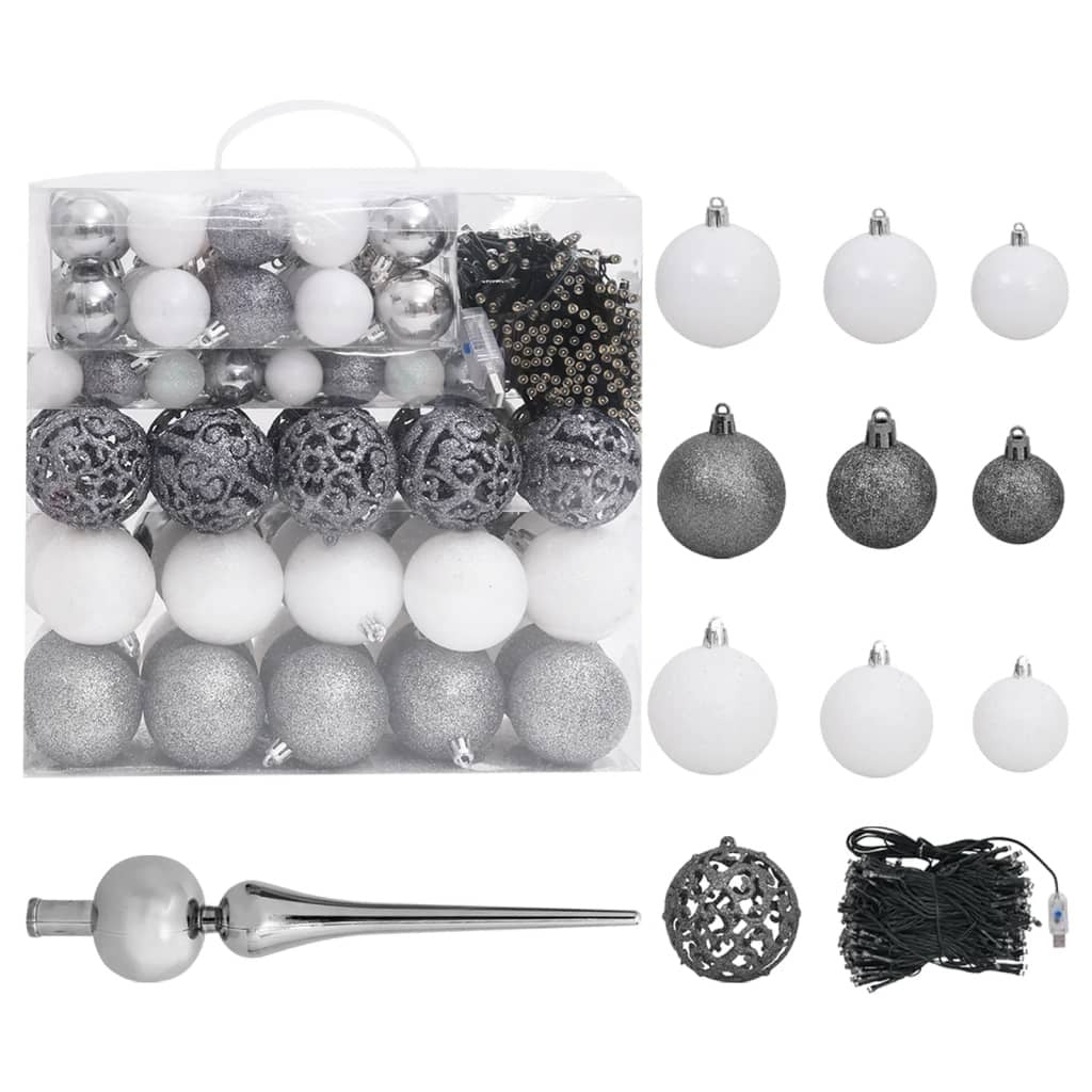 Artificial Christmas Tree LED&Ball Set&Flocked Snow 240 cm PVC&PE