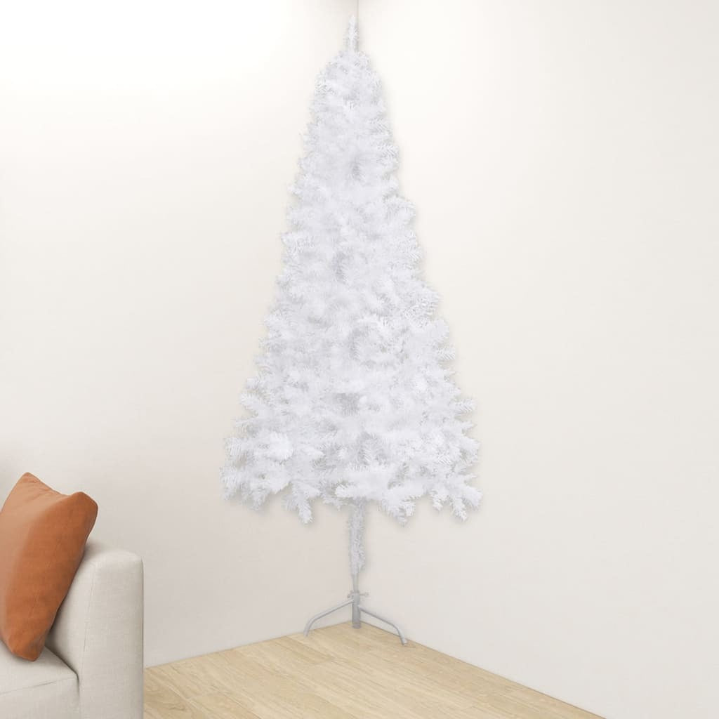 Corner Artificial Pre-lit Christmas Tree White 150 cm PVC