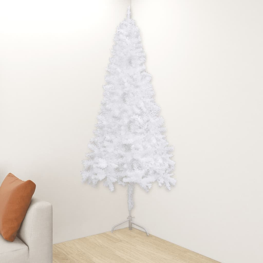 Corner Artificial Pre-lit Christmas Tree White 210 cm PVC