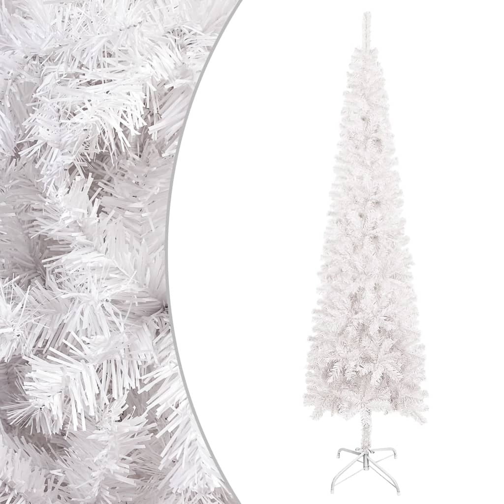 Slim Christmas Tree with LEDs White 210 cm