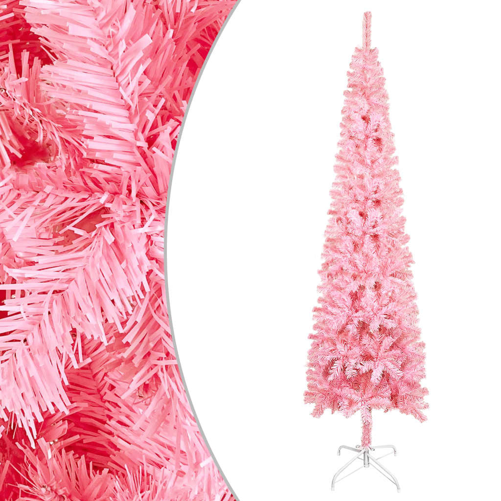 Slim Christmas Tree with LEDs Pink 120 cm